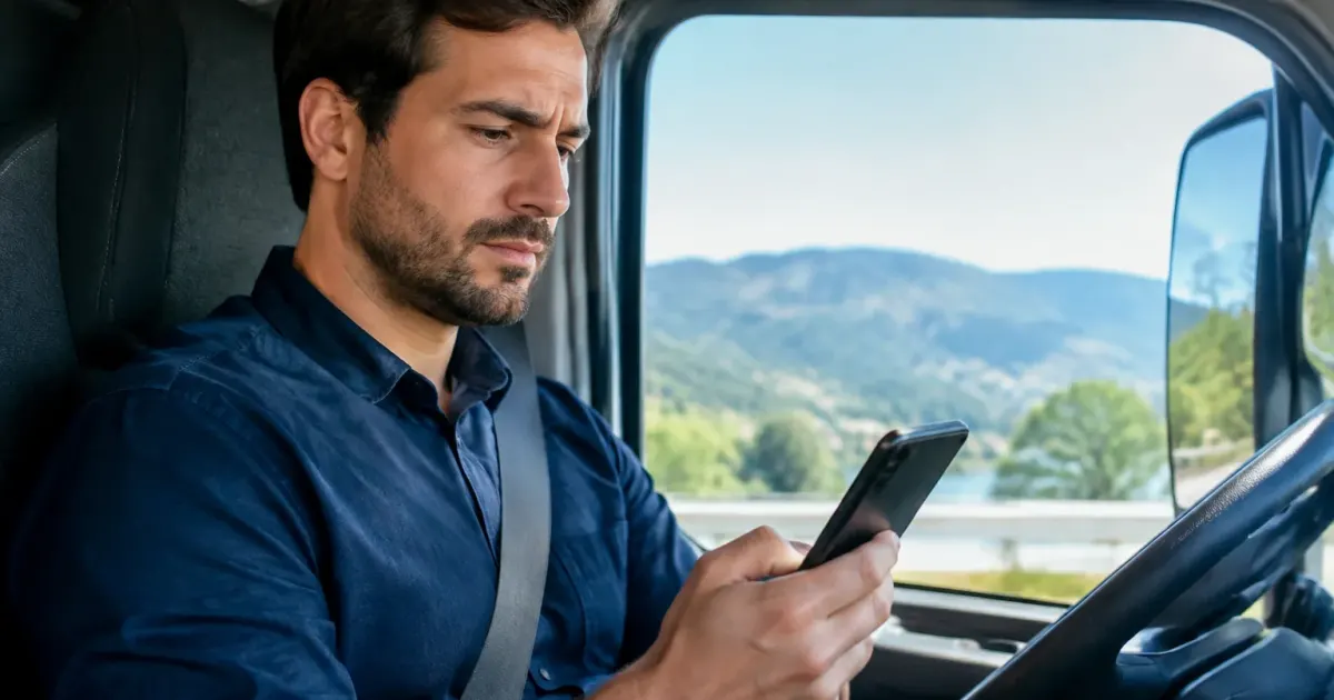 Conducente legge messaggio critico sul telefono nella cabina