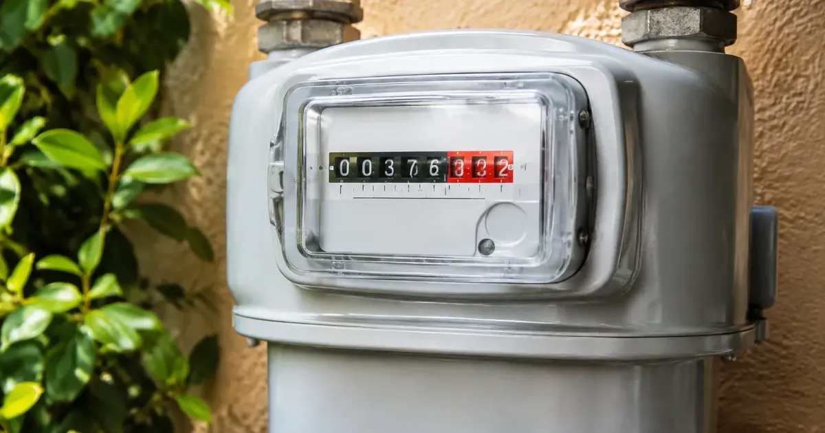 Contatore del gas con cifre in aumento progressivo