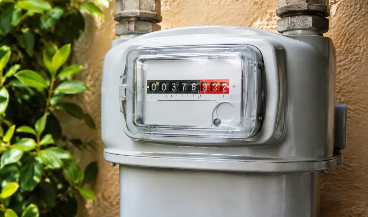 Contatore del gas con cifre in aumento progressivo