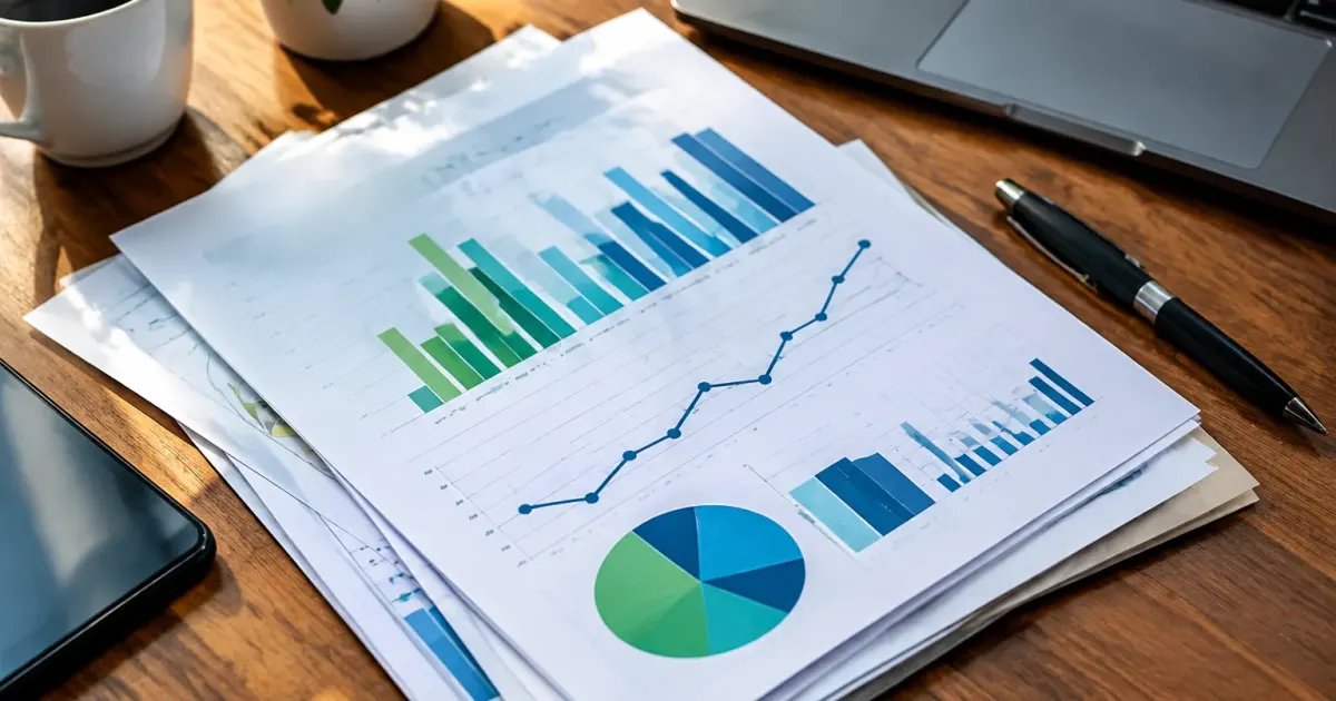 Documenti di investimento impilati con grafici visibili