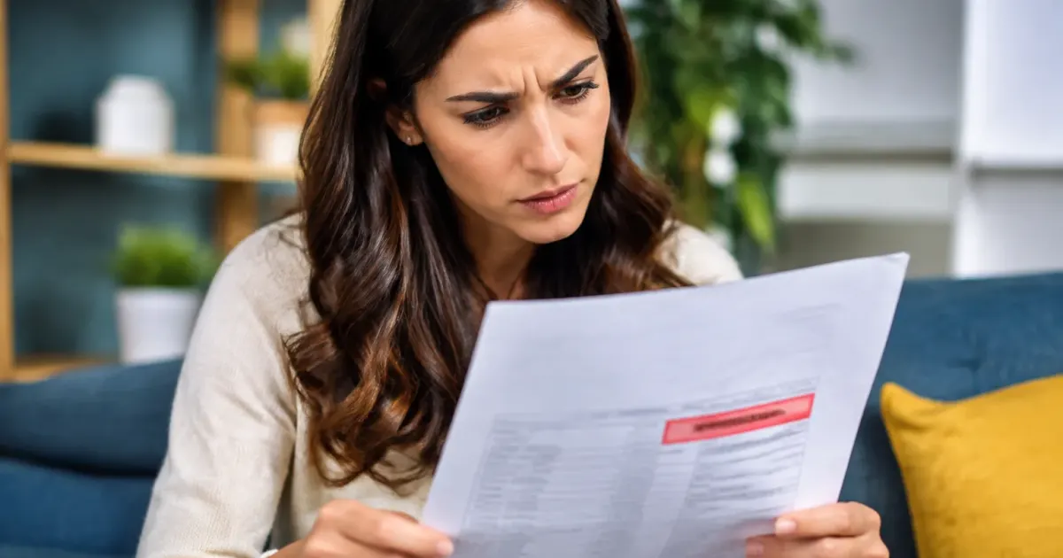 Persona legge fattura con cifra rossa evidenziata in mano