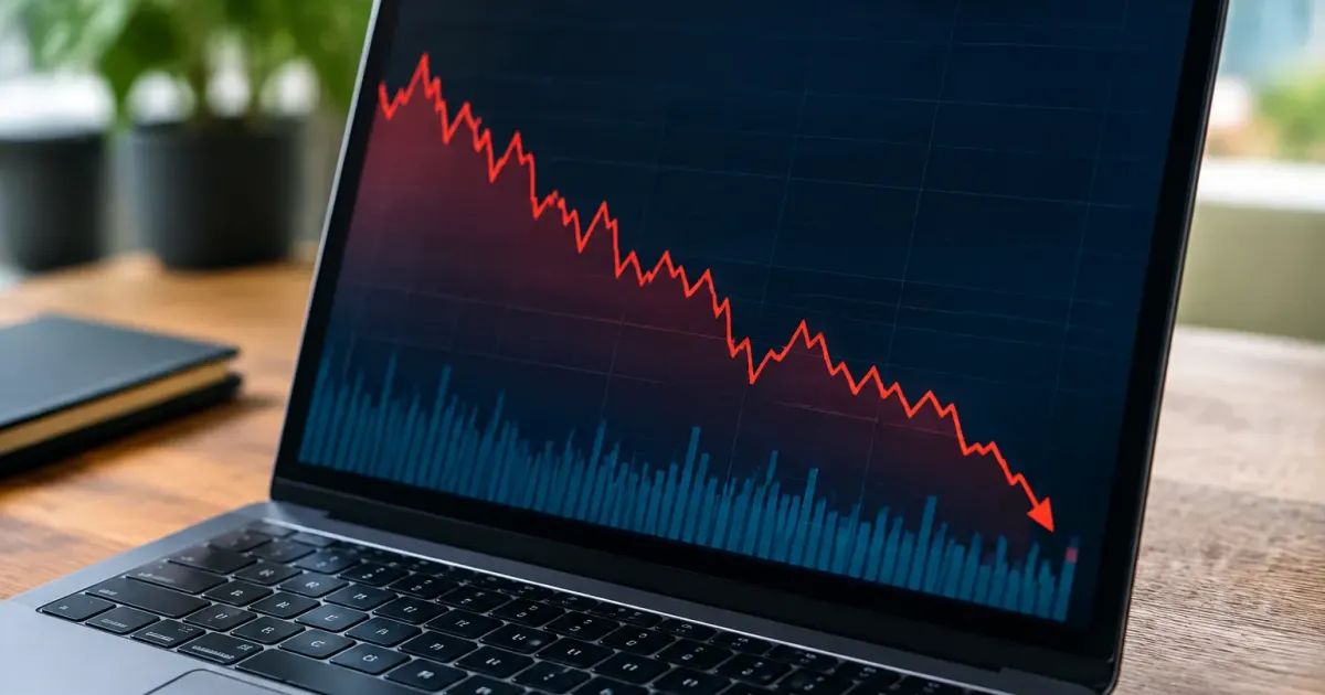 Grafico con linea di tendenza che scende verso il basso a 7900
