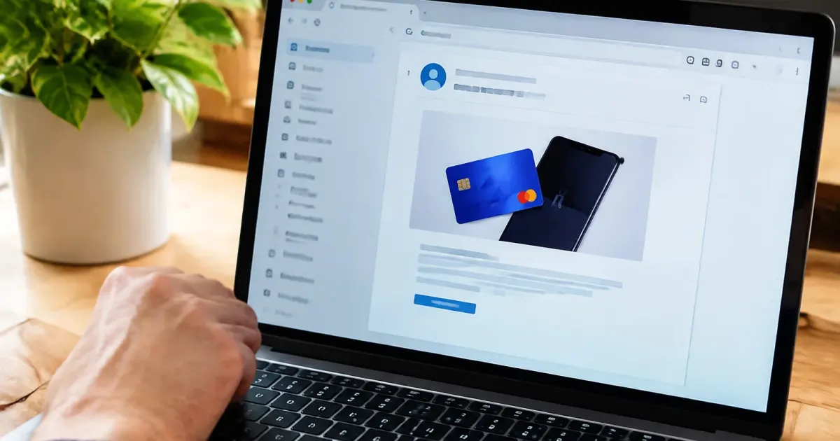 Schermo di computer mostra email di phishing Revolut con dati personali esposti.