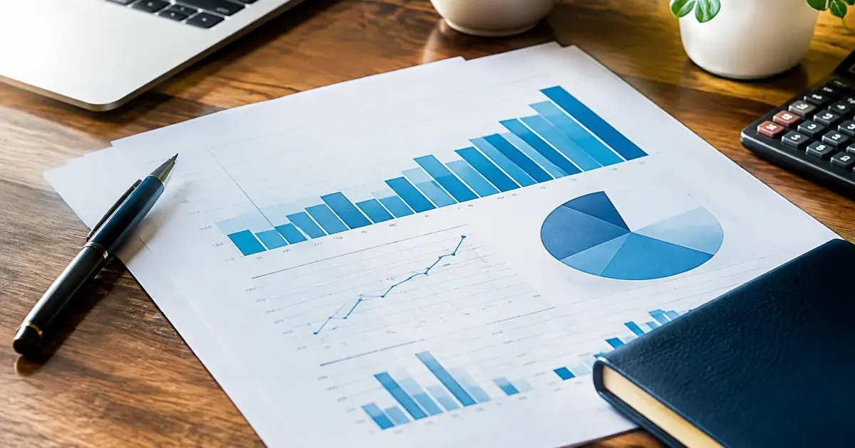 Documento finanziario con cifre di investimento e logo bancario su scrivania