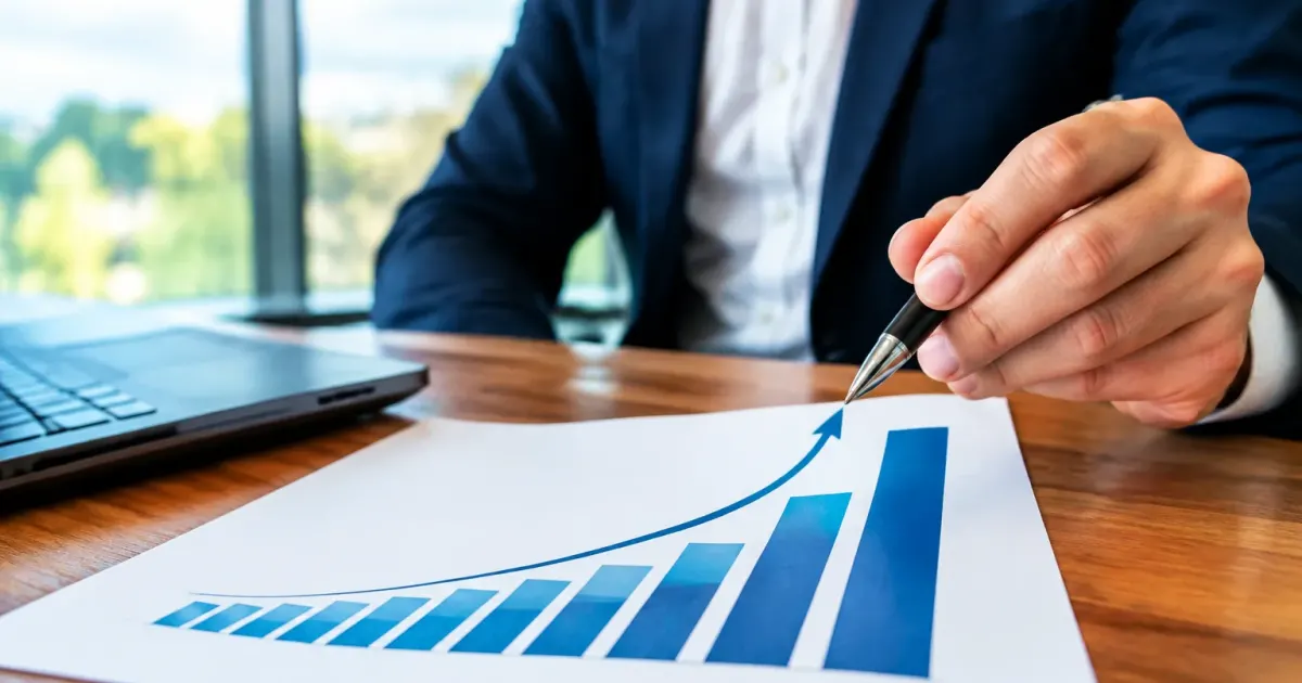 Grafico ascendente bilancio pubblico barre crescita dati numerici