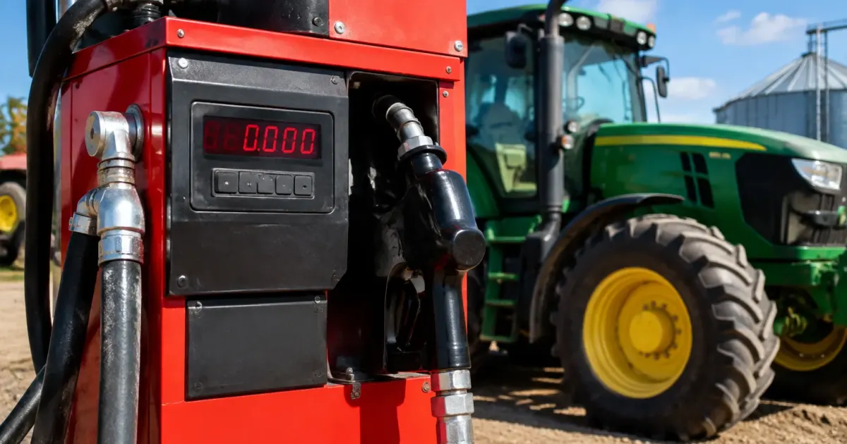 Pompa carburante con display numerico rosso per veicoli agricoli